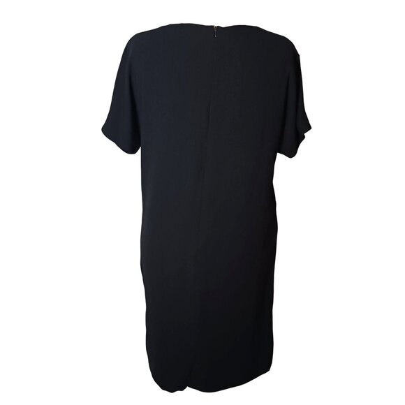 VTG Jones New York Black Beaded Shift Midi‎ Dress Size 14 Short Sleeves Back Zip - Picture 4 of 10